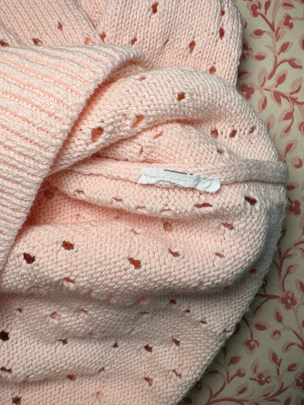 Point Sur Crewneck Pointelle Knit Sweater in Soft Pink - Picture 5 of 6